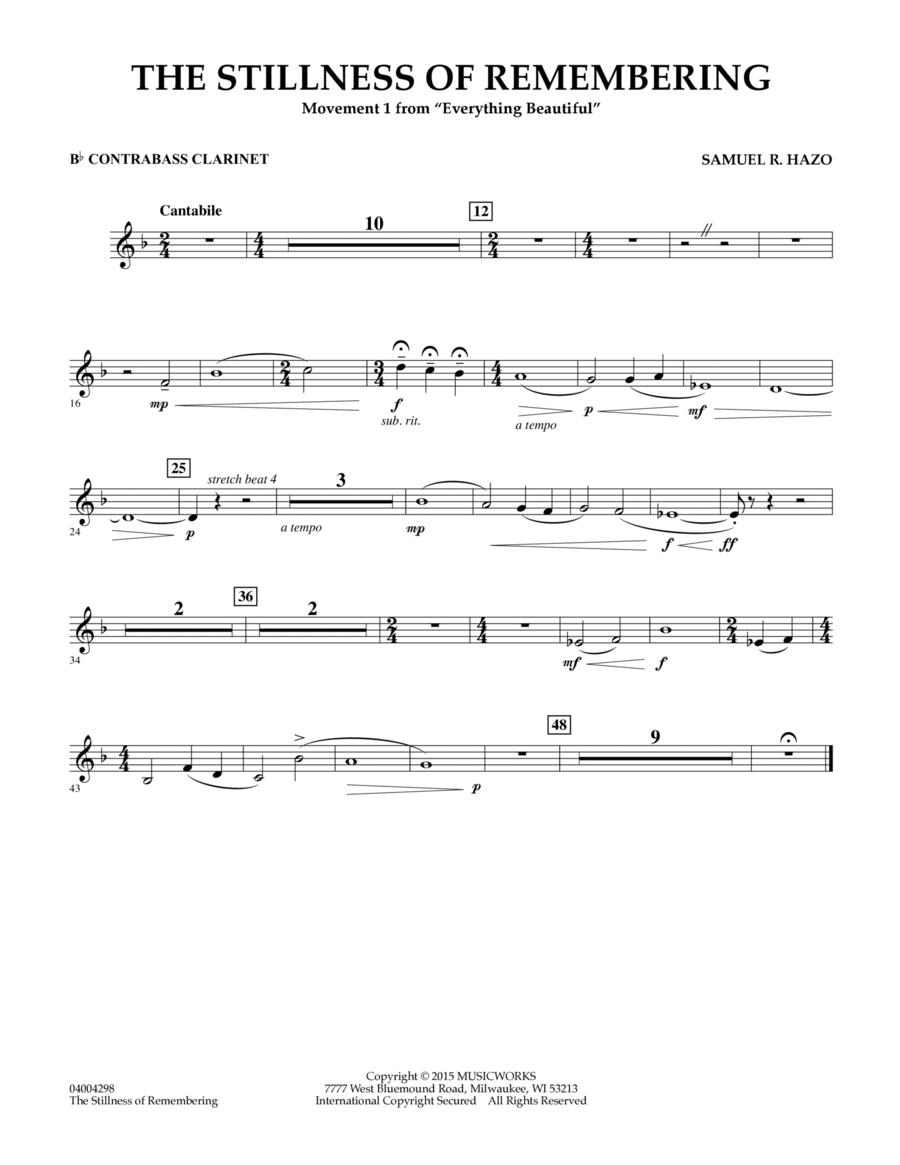 The Stillness of Remembering - Bb Contra Bass Clarinet