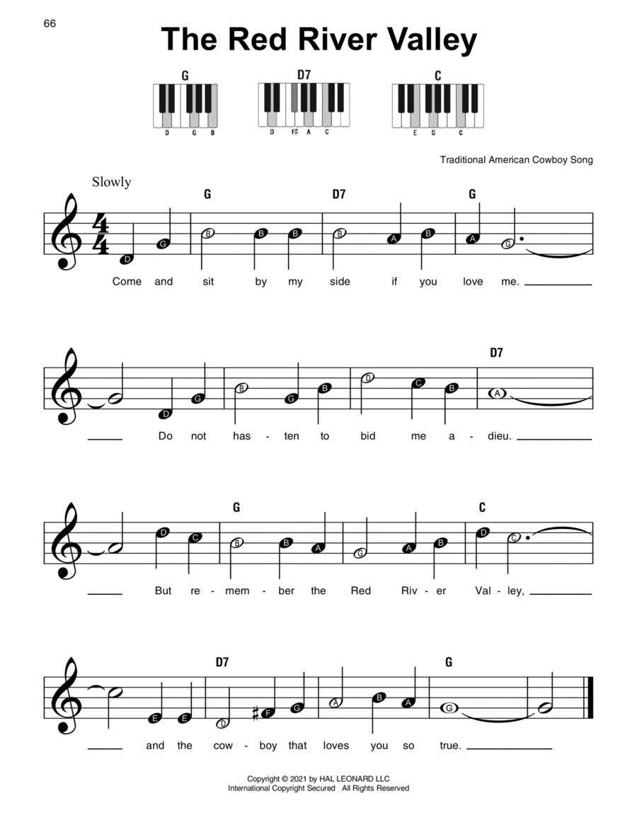 The Red River Valley Easy Piano scores gallery preview page 1
