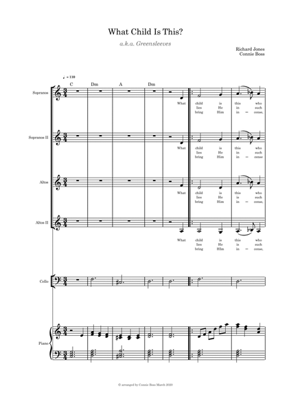 What Child is This? - SSAA cello and piano image number null