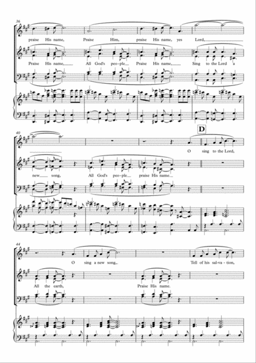 Gospel Praise, setting of Psalm 96 for SATB, piano and flute (optional) by Simon Peberdy 4-Part scores gallery preview page 4