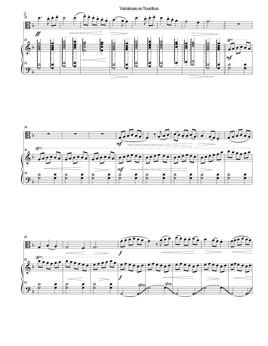 Tourdion (Quand je bois du vin clairet) for viola and harp String Duet scores gallery preview page 2