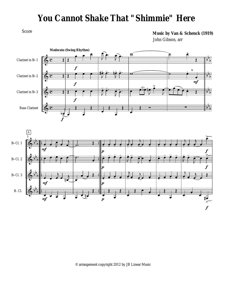 Shimmie for Clarinet Quartet Clarinet Quartet scores gallery preview page 3