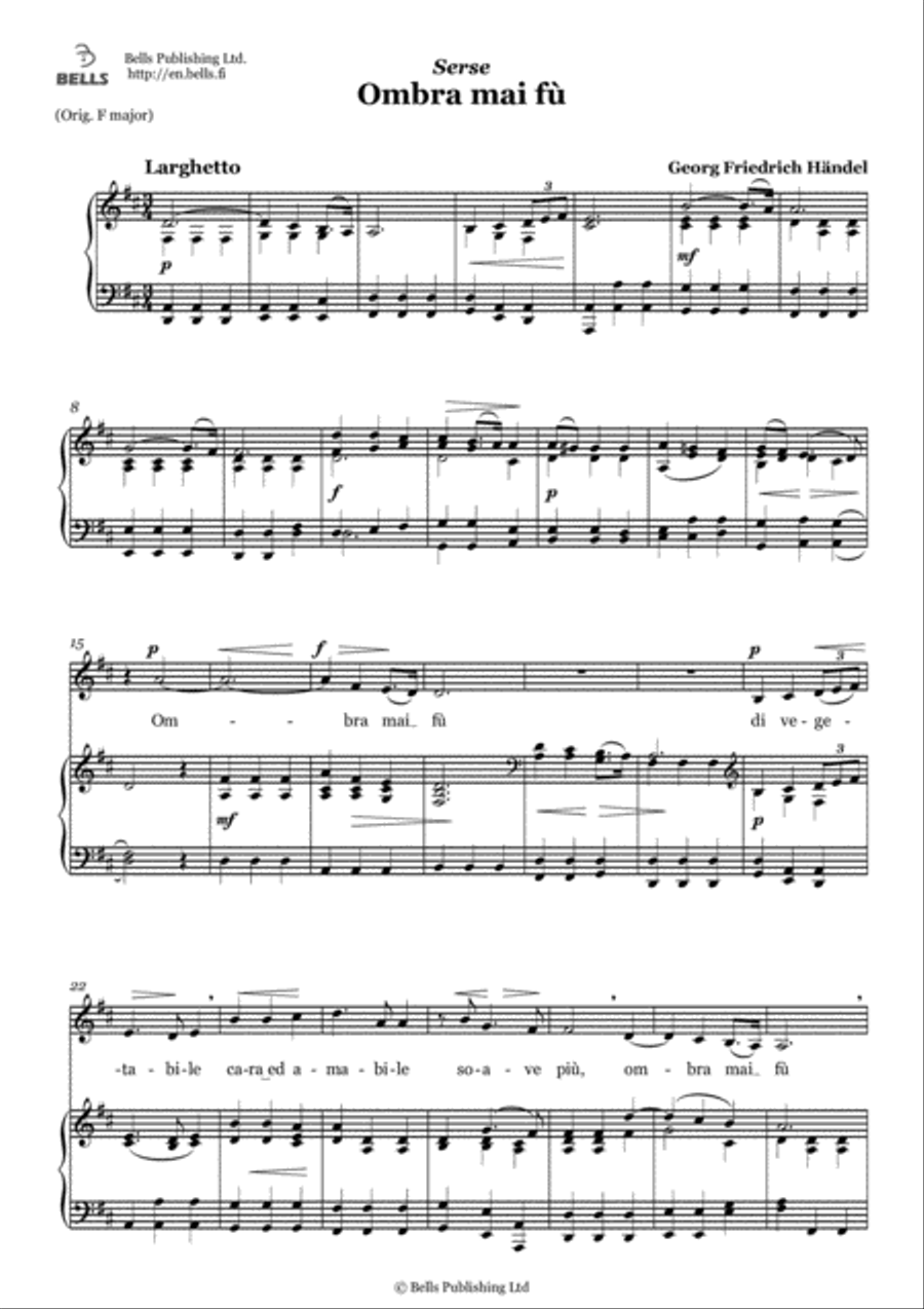Ombra mai fu (D Major) Voice Solo scores gallery preview page 1