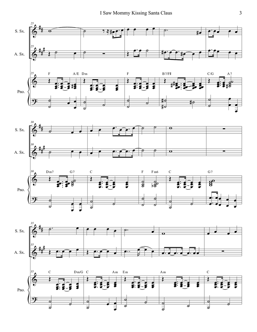 I Saw Mommy Kissing Santa Claus Soprano Saxophone scores gallery preview page 3