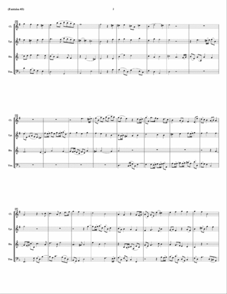 Fantasia #3 For 4 Viols - for Wind Quartet Clarinet scores gallery preview page 4