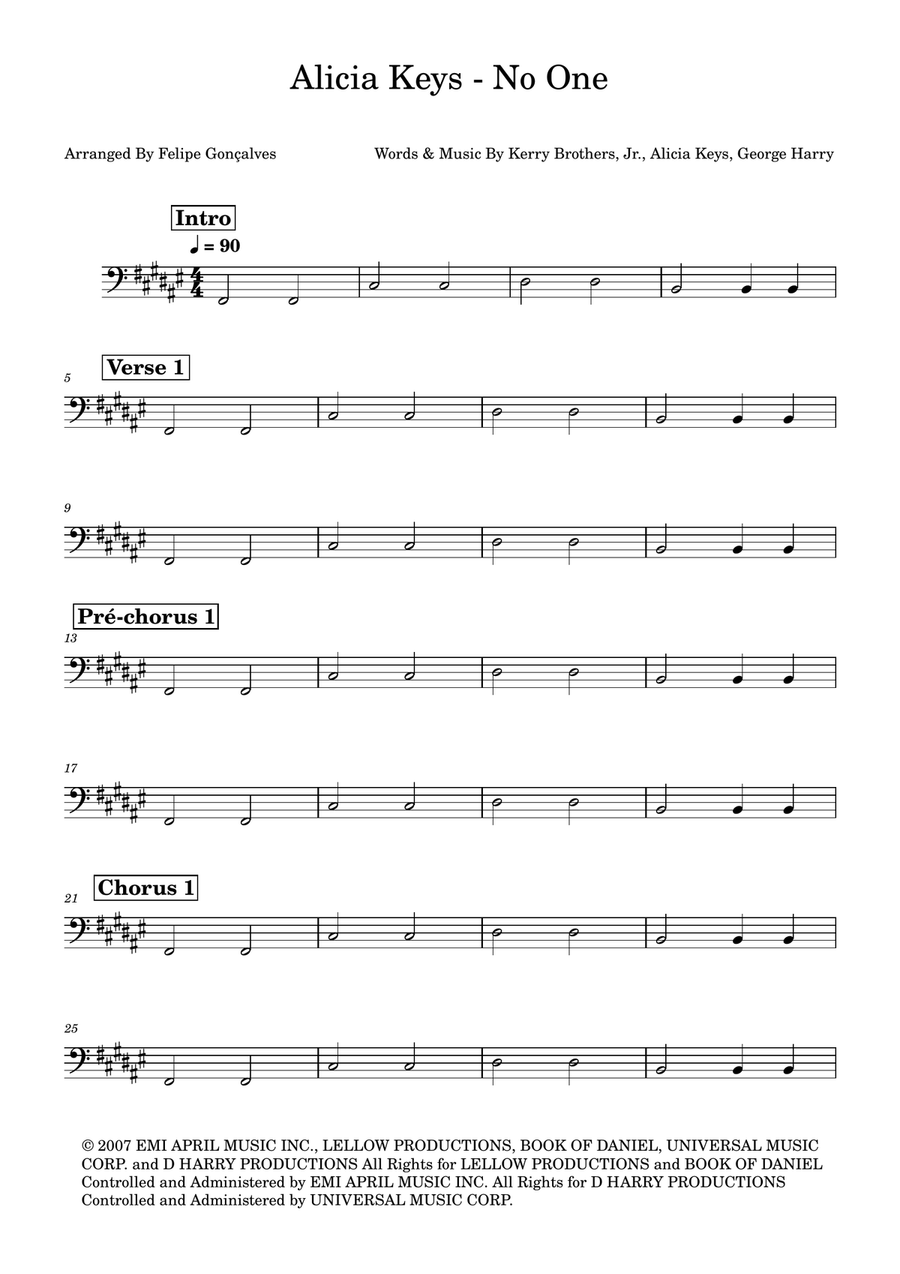 No One No One Double Bass scores gallery preview page 1