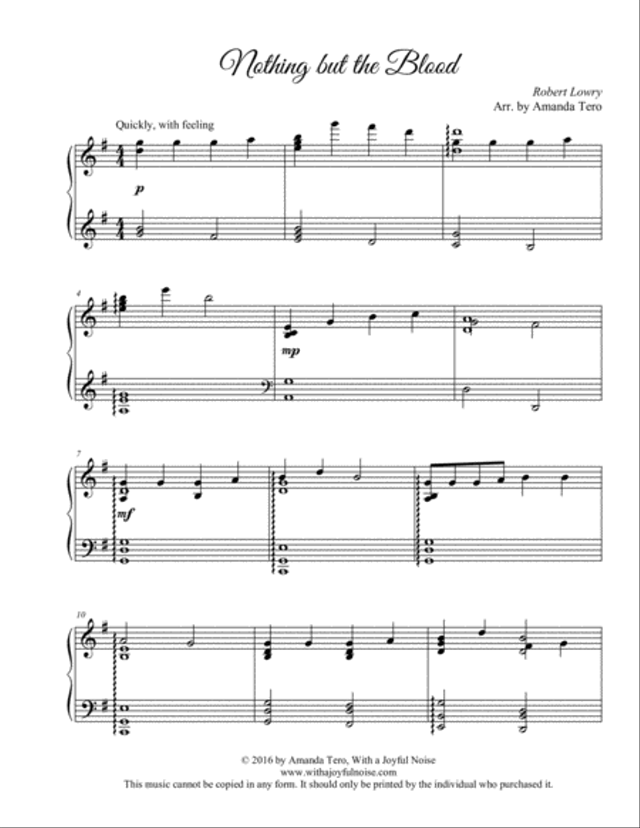 Nothing But the Blood Piano Solo scores gallery preview page 3