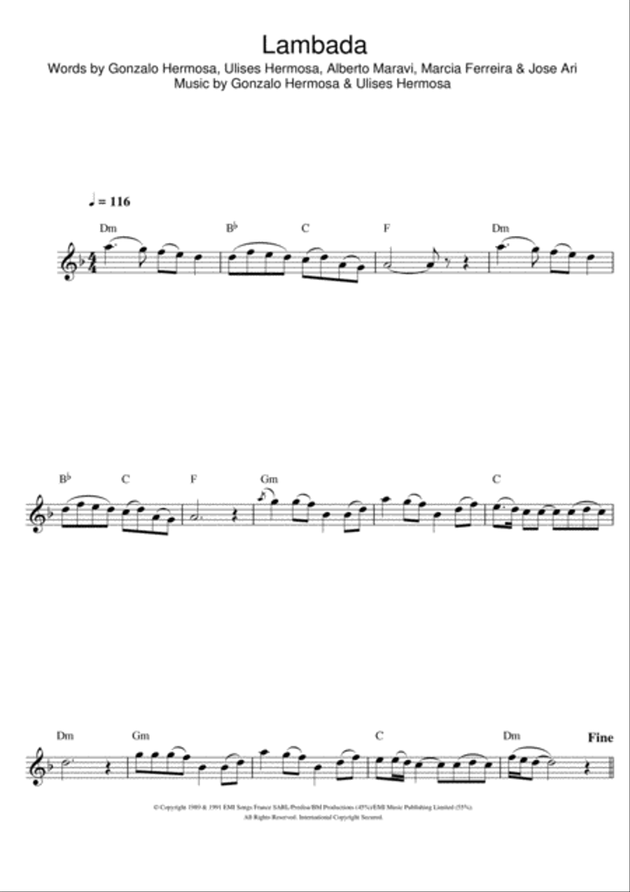 Lambada Flute Solo scores gallery preview page 1