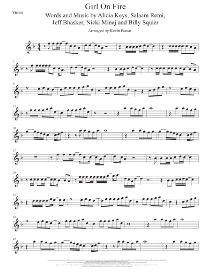 Girl On Fire Girl On Fire Violin Solo scores gallery preview page 1