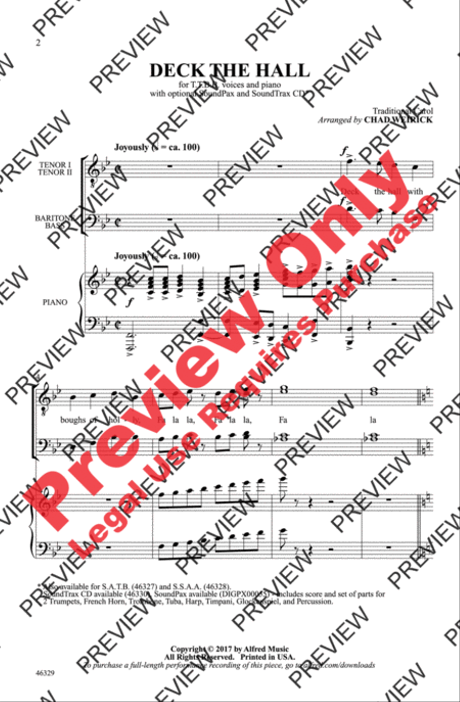Deck the Hall Deck the Hall Men's Choir scores gallery preview page 2