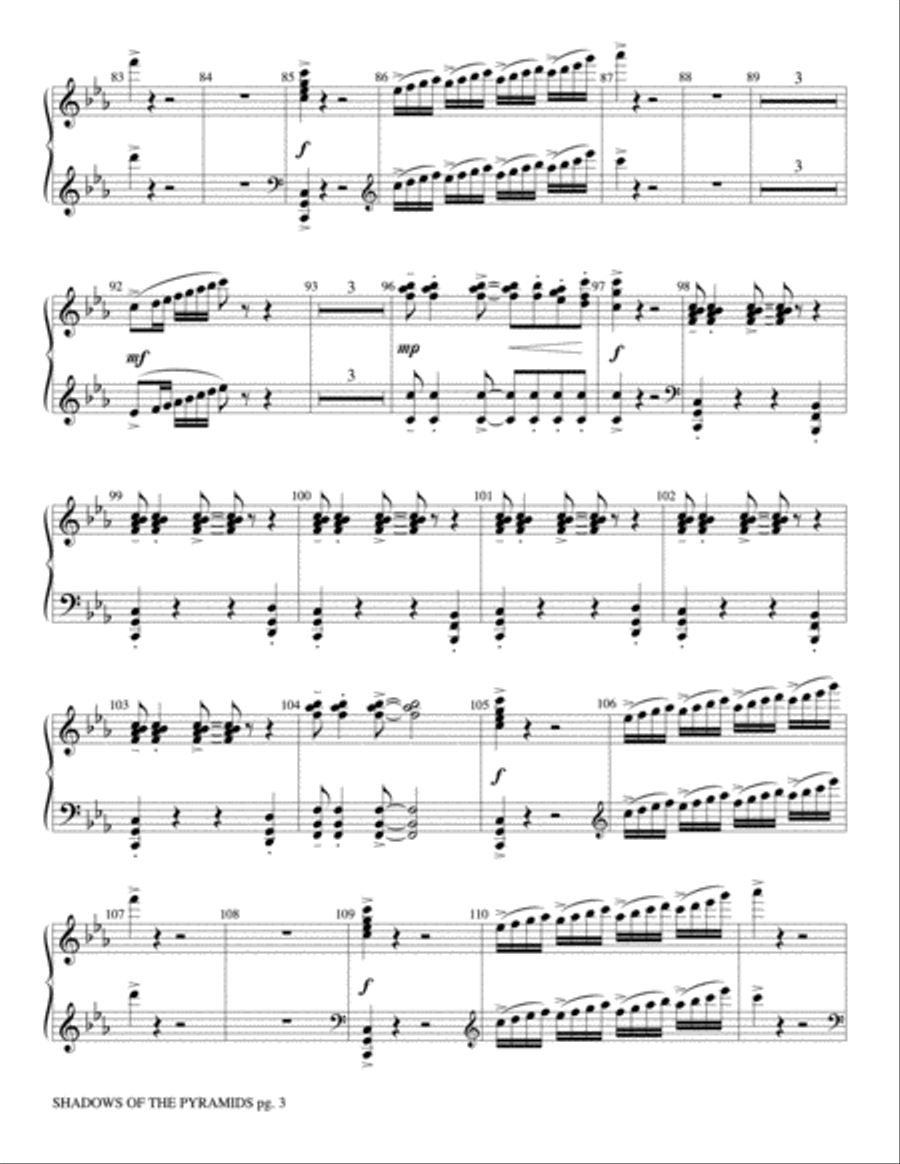 Shadows of the Pyramids: Piano Accompaniment Concert Band scores gallery preview page 3