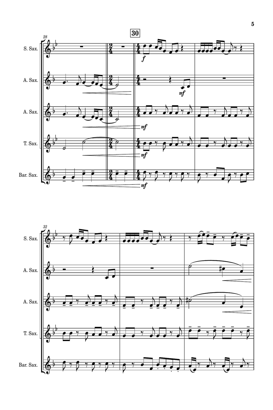 Breakfast In America Saxophone Quintet scores gallery preview page 6