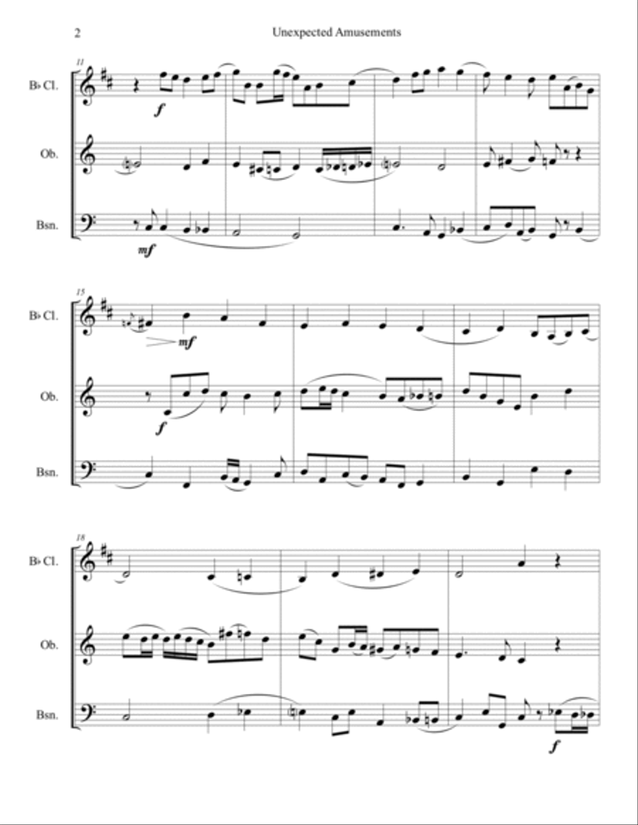 Unexpected Amusements Facilitating Hijinks of Chaotic Invention Woodwind Trio scores gallery preview page 2