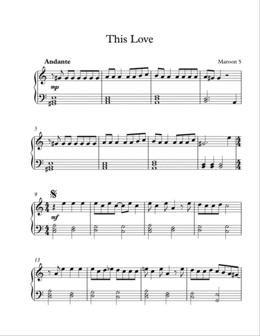 This Love This Love Easy Piano scores gallery preview page 1