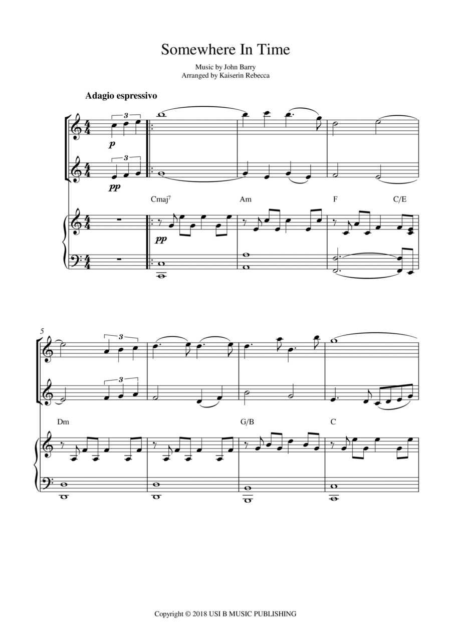 Somewhere In Time Piano scores gallery preview page 1