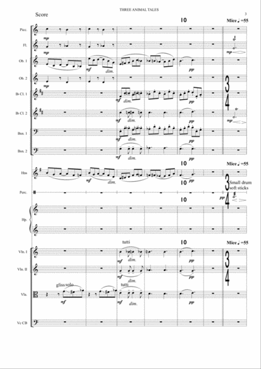 THREE ANIMAL SAYINGS 1--WHEN CAT'S AWAY, MICE WILL PLAY--orchestra Full Orchestra scores gallery preview page 3