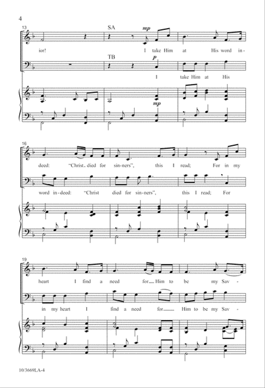 My Savior My Savior 4-Part scores gallery preview page 5