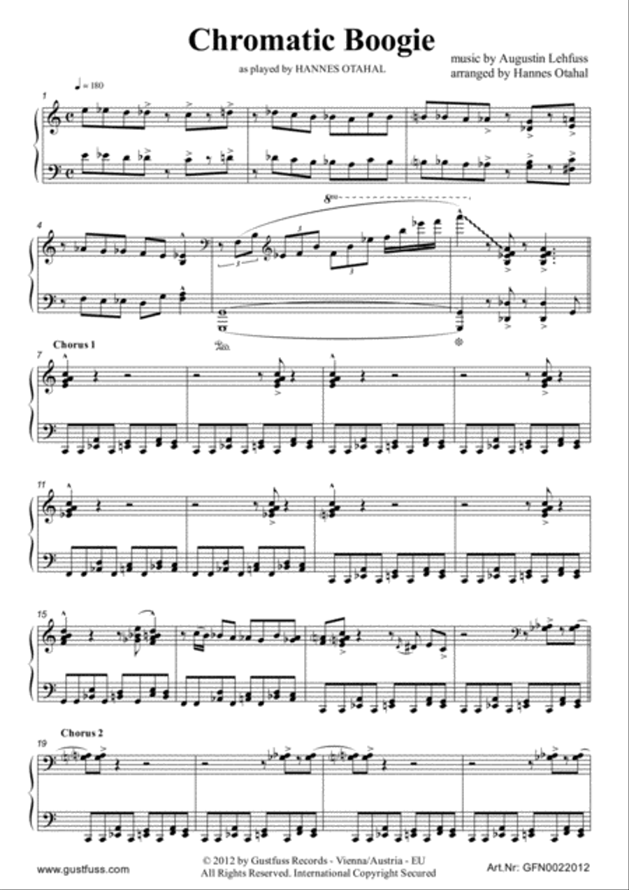 Chromatic Boogie - as played by Hannes Otahal Piano Solo scores gallery preview page 1