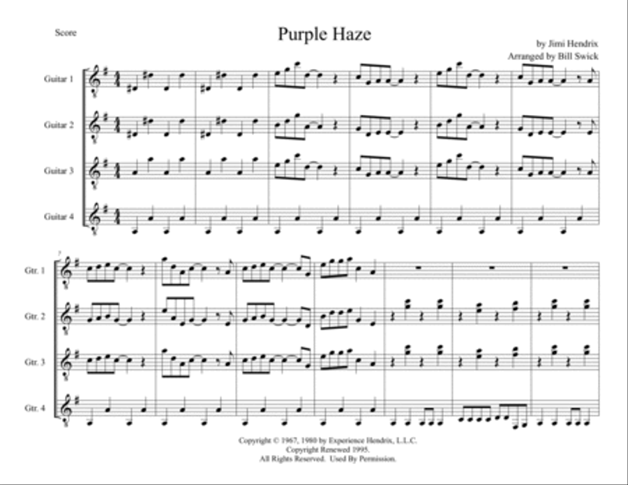 Purple Haze Purple Haze Guitar scores gallery preview page 3