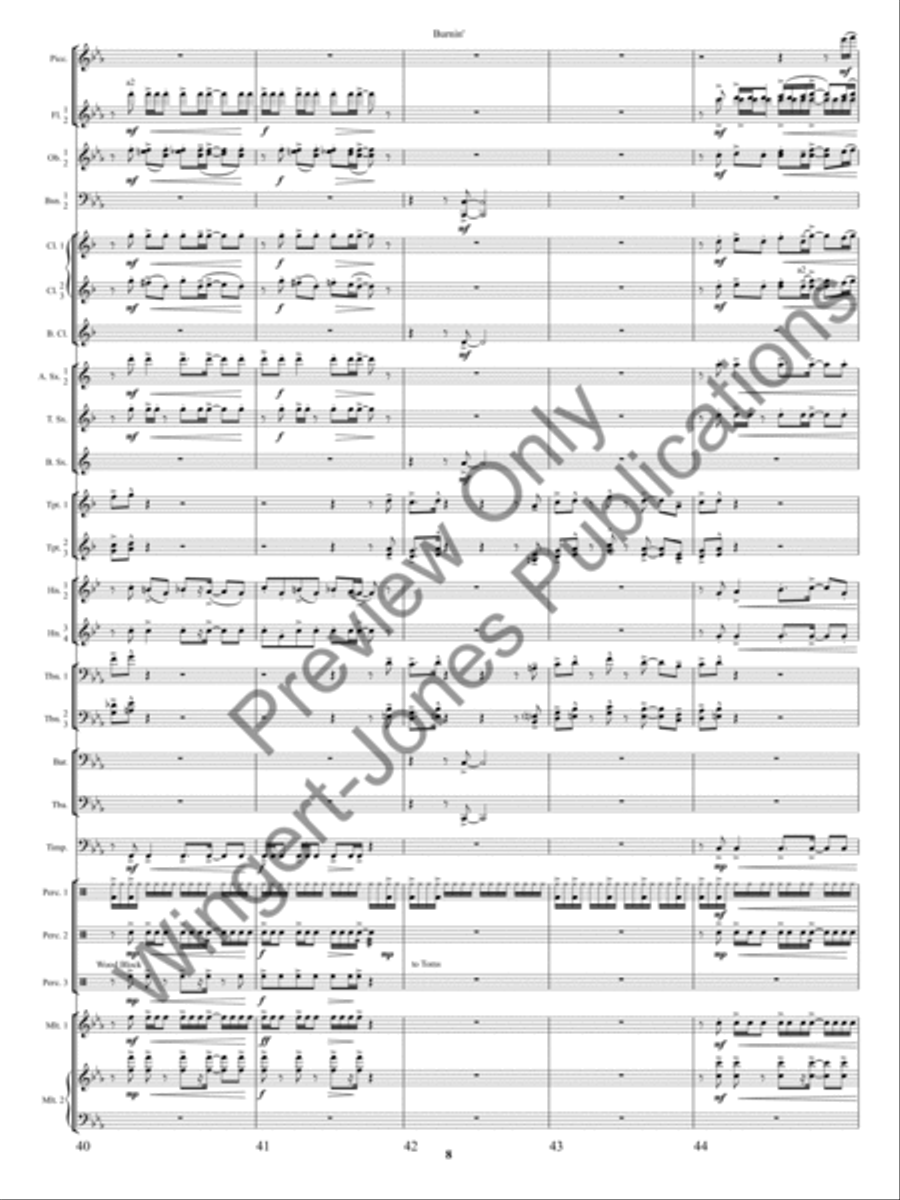 Burnin'! Burnin'! Concert Band scores gallery preview page 11