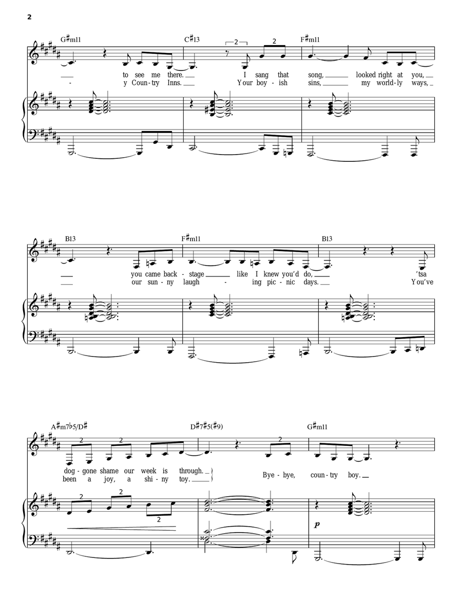 Bye-Bye Country Boy Piano, Vocal, Guitar scores gallery preview page 2