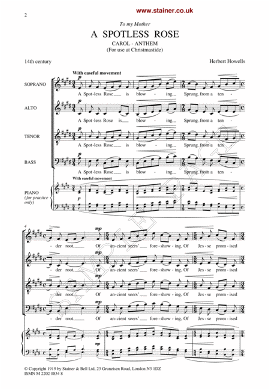 A Spotless Rose 4-Part scores gallery preview page 2
