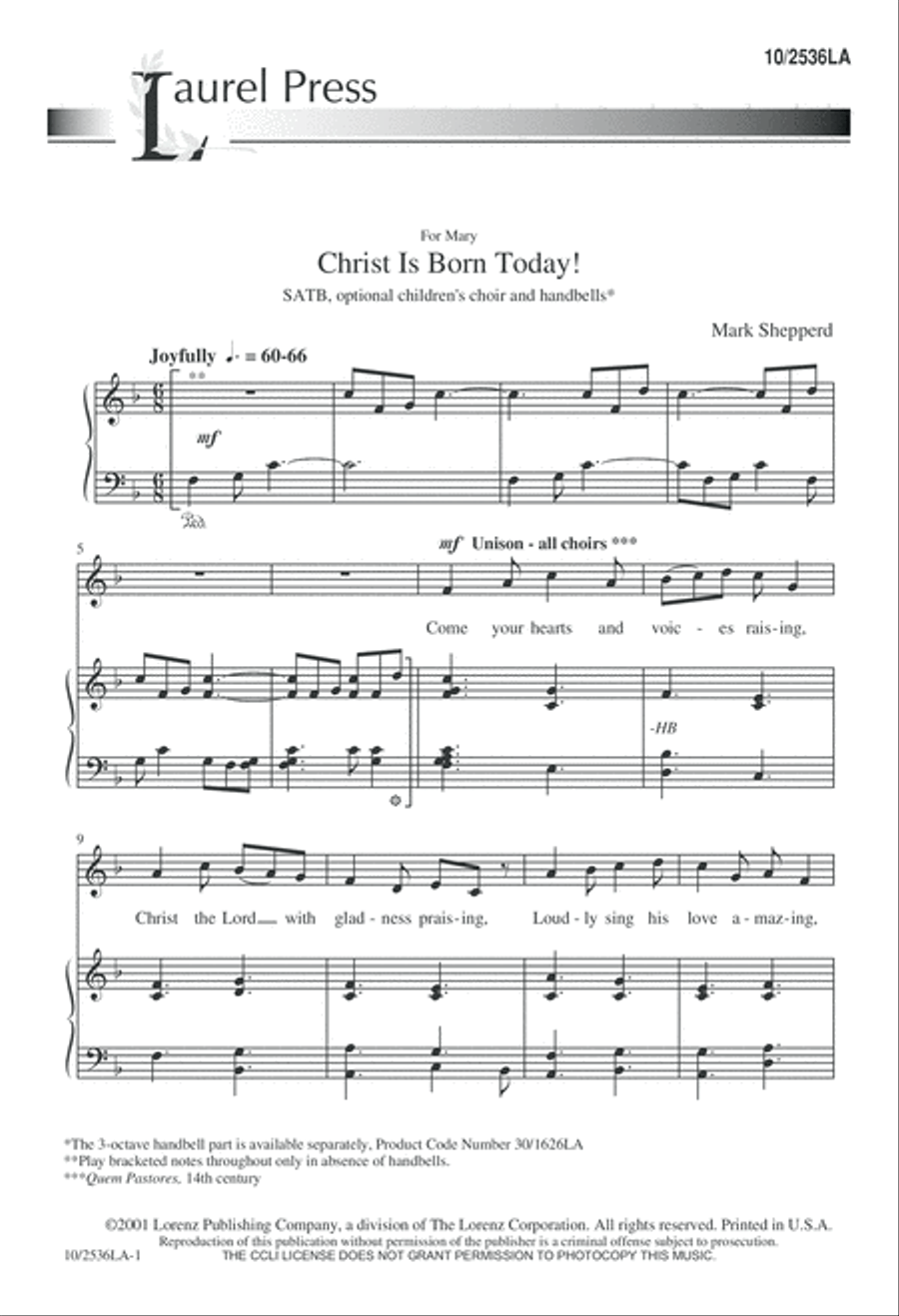 Christ Is Born Today 4-Part scores gallery preview page 1