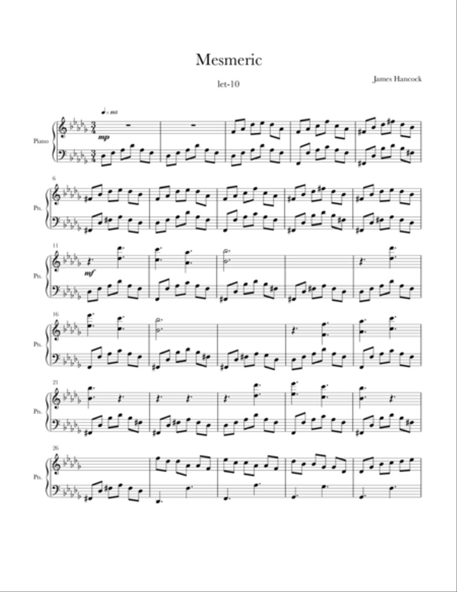 Mesmeric Mesmeric Piano Solo scores gallery preview page 1