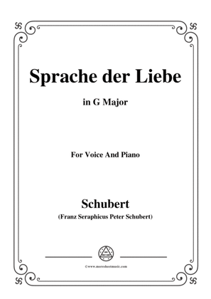 Book cover for Schubert-Sprache der Liebe,Op.115 No.3,in G Major,for Voice&Piano