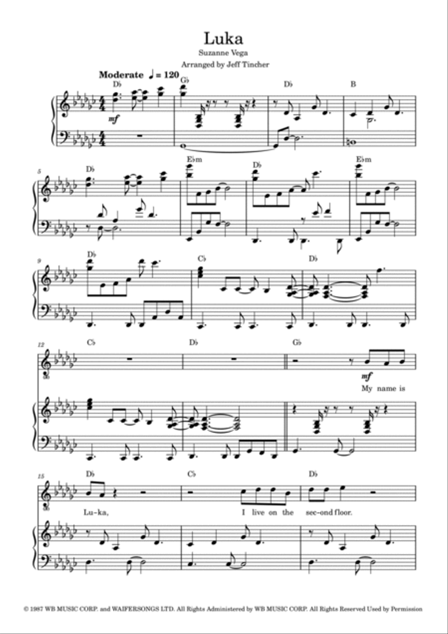 Luka Piano, Vocal, Guitar scores gallery preview page 2