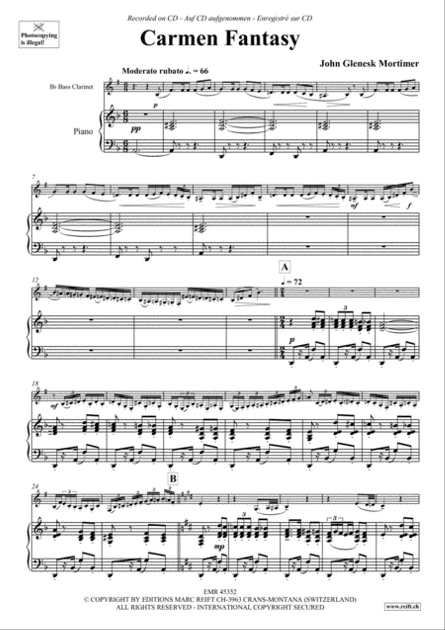 Carmen Fantasy Bass Clarinet scores gallery preview page 4