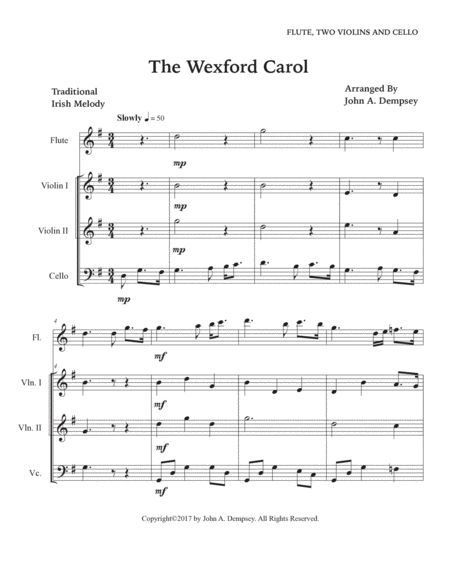 The Wexford Carol (Quartet for Flute, Two Violins and Cello) image number null