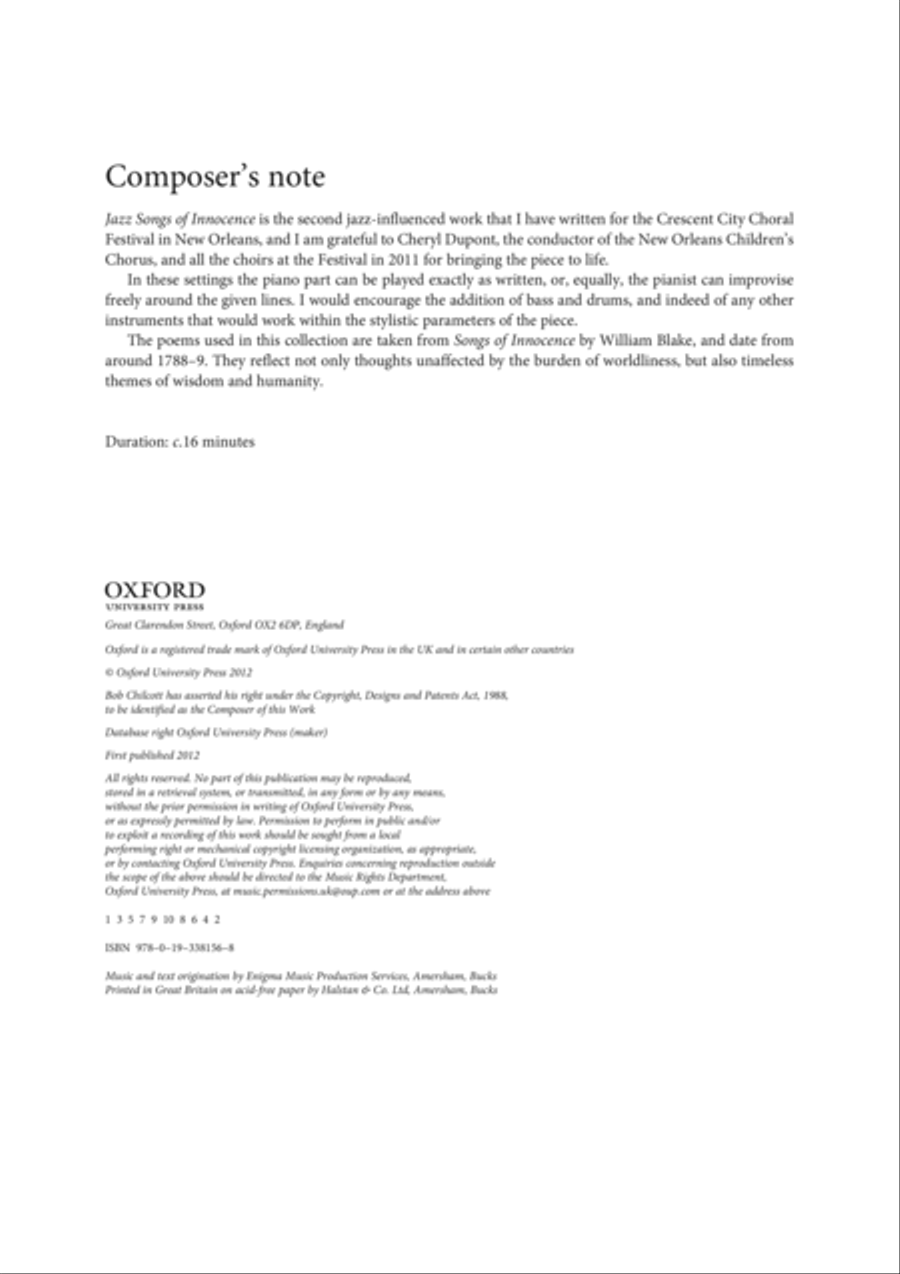Jazz Songs of Innocence SSA scores gallery preview page 2