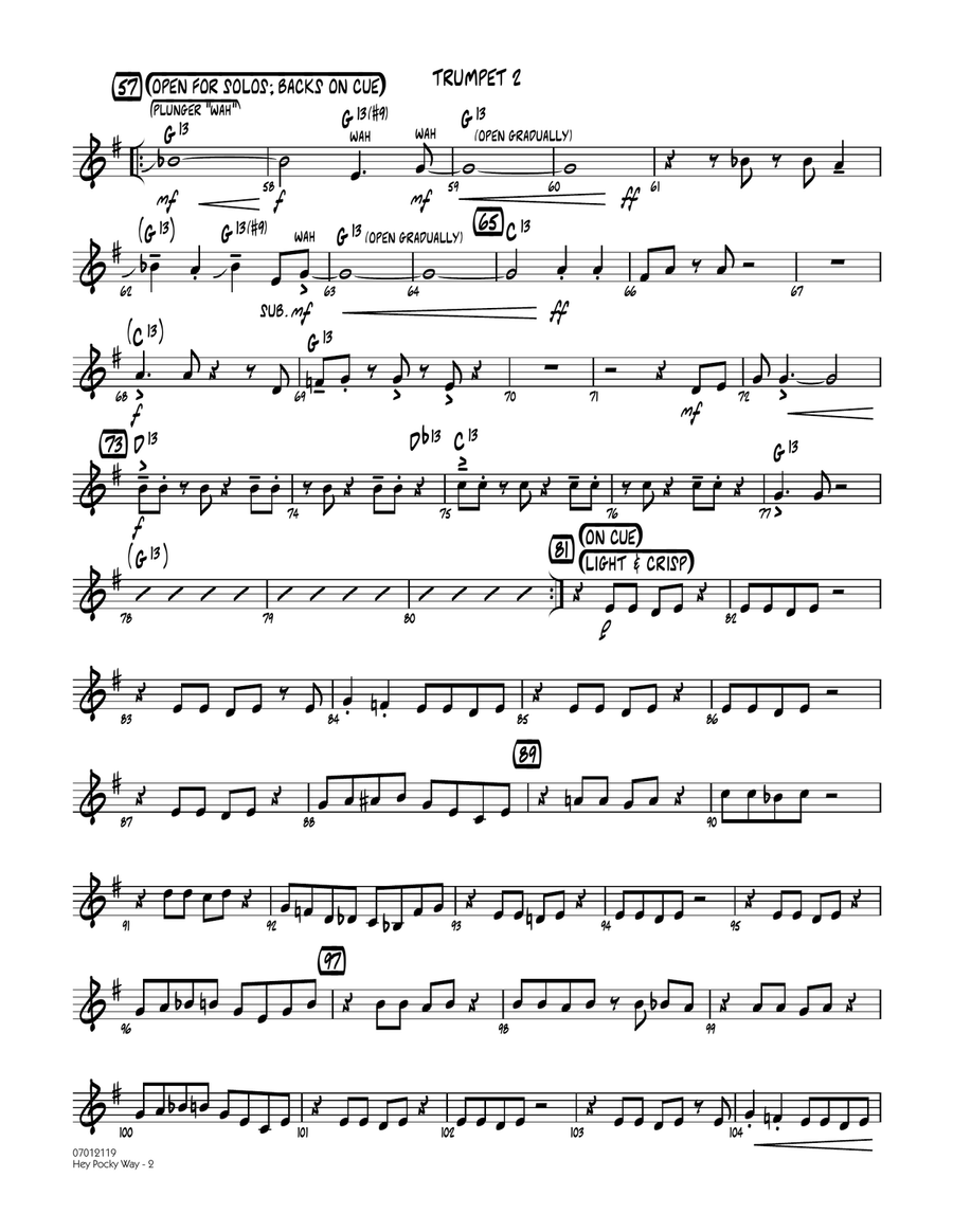 Hey Pocky Way - Trumpet 2 Jazz Ensemble scores gallery preview page 2