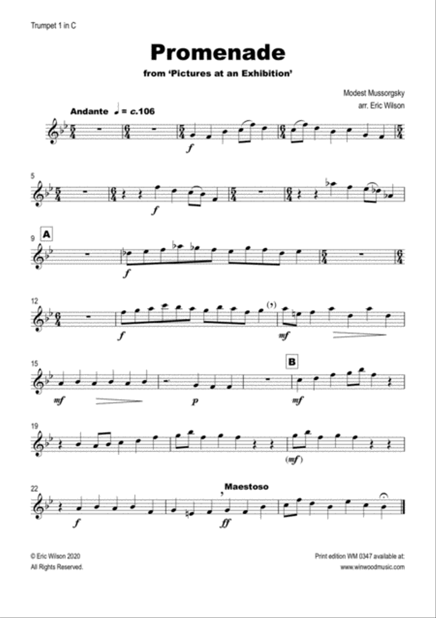 Promenade (Pictures at an Exhibition) Brass Ensemble scores gallery preview page 6