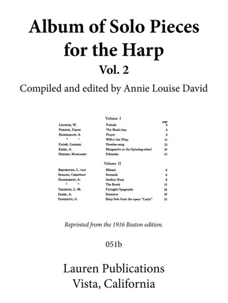 Album of Solo Pieces for the Harp Vol. 2