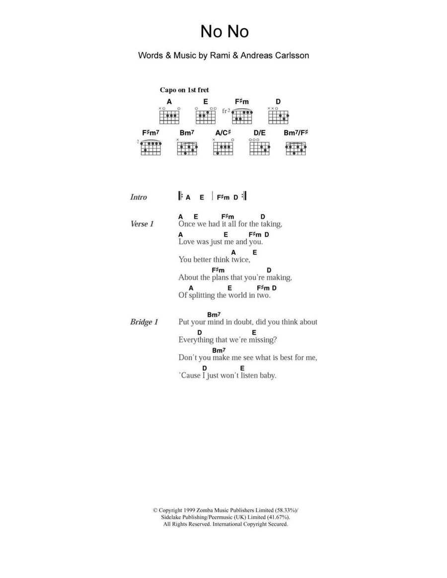 No No Acoustic Guitar scores gallery preview page 1
