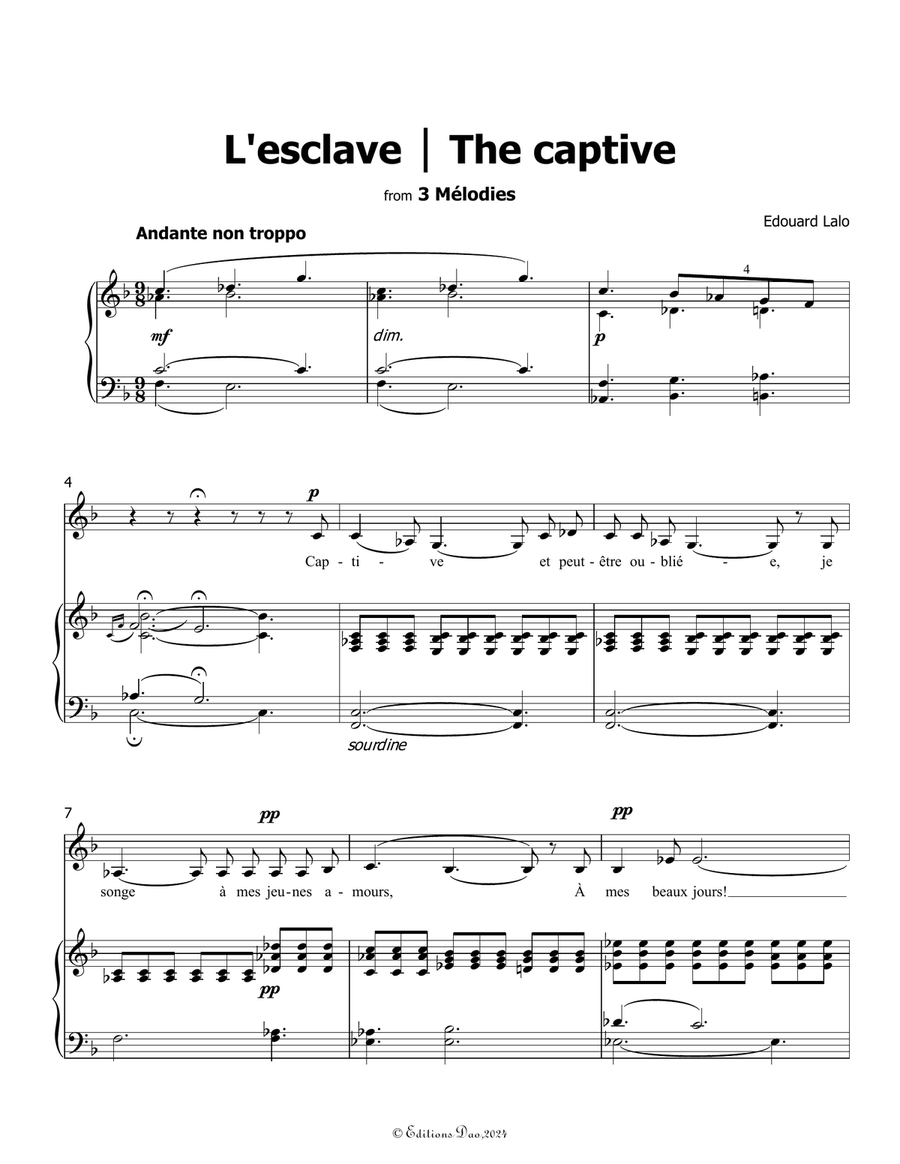 L'esclave, by Edouard Lalo, in F Major Piano, Vocal scores gallery preview page 3