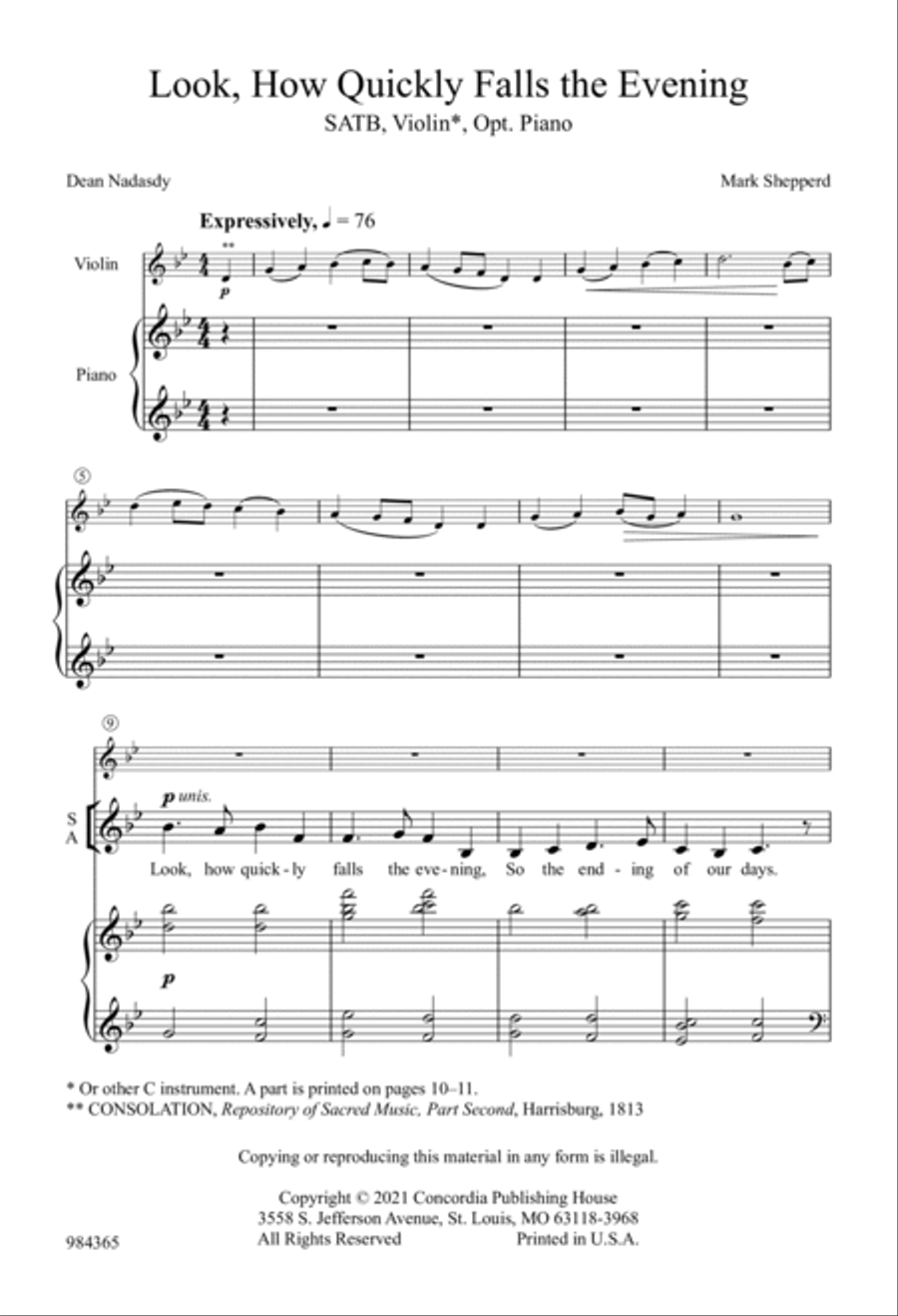Look, How Quickly Falls the Evening 4-Part scores gallery preview page 2