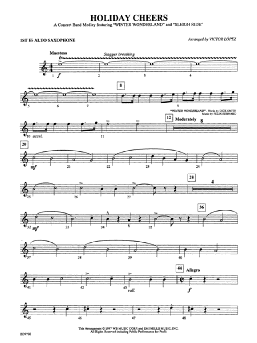 Holiday Cheers: E-flat Alto Saxophone Concert Band scores gallery preview page 1
