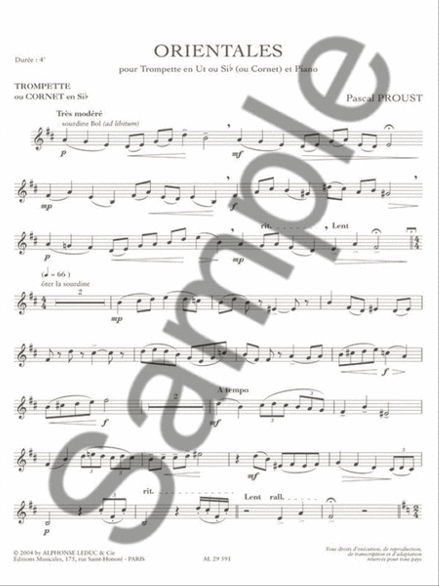 Orientales (cycle 2) Pour Trompette En Ut Ou En Si B (ou Cornet) Et Piano Cornet scores gallery preview page 2