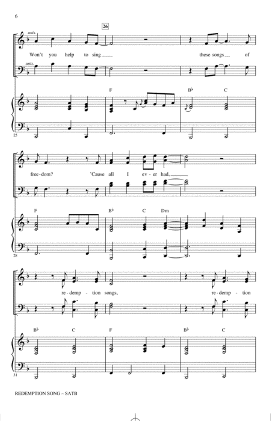 Redemption Song 4-Part scores gallery preview page 5