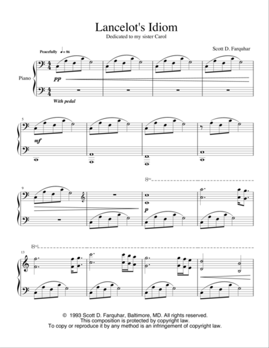 Lancelot's Idiom Piano Solo scores gallery preview page 1