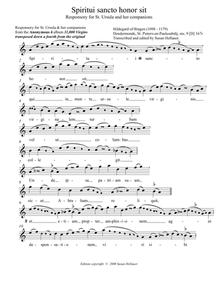 Responsory: Spiritui sancto honor sit, from the Anonymous 4 album "11,000 Virgins" - Score Only