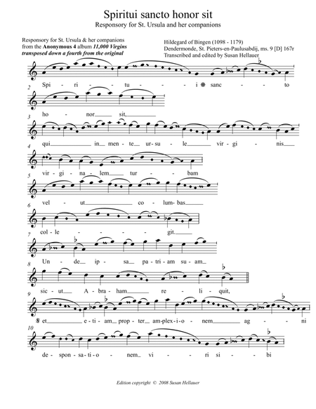 Responsory: Spiritui sancto honor sit, from the Anonymous 4 album "11,000 Virgins" - Score Only