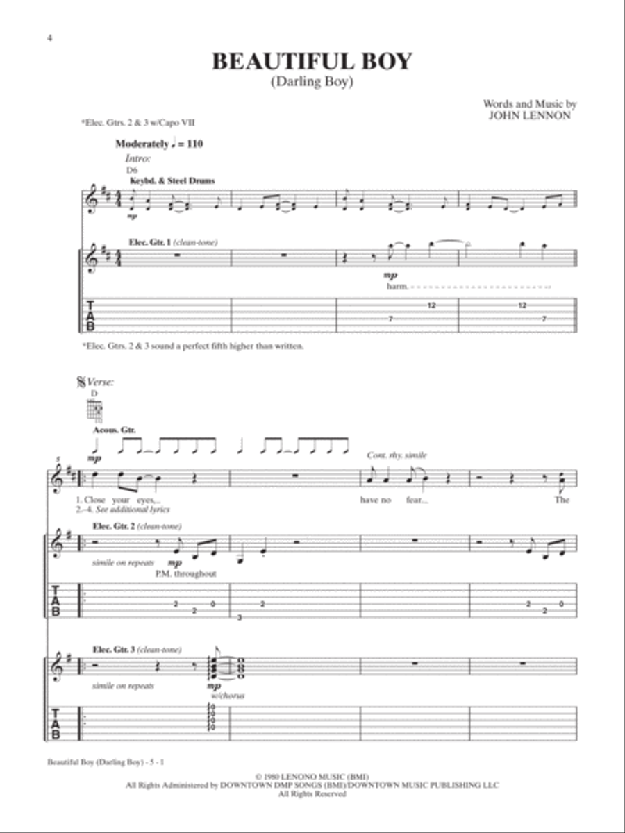 John Lennon -- Guitar TAB Anthology Guitar Tablature scores gallery preview page 4