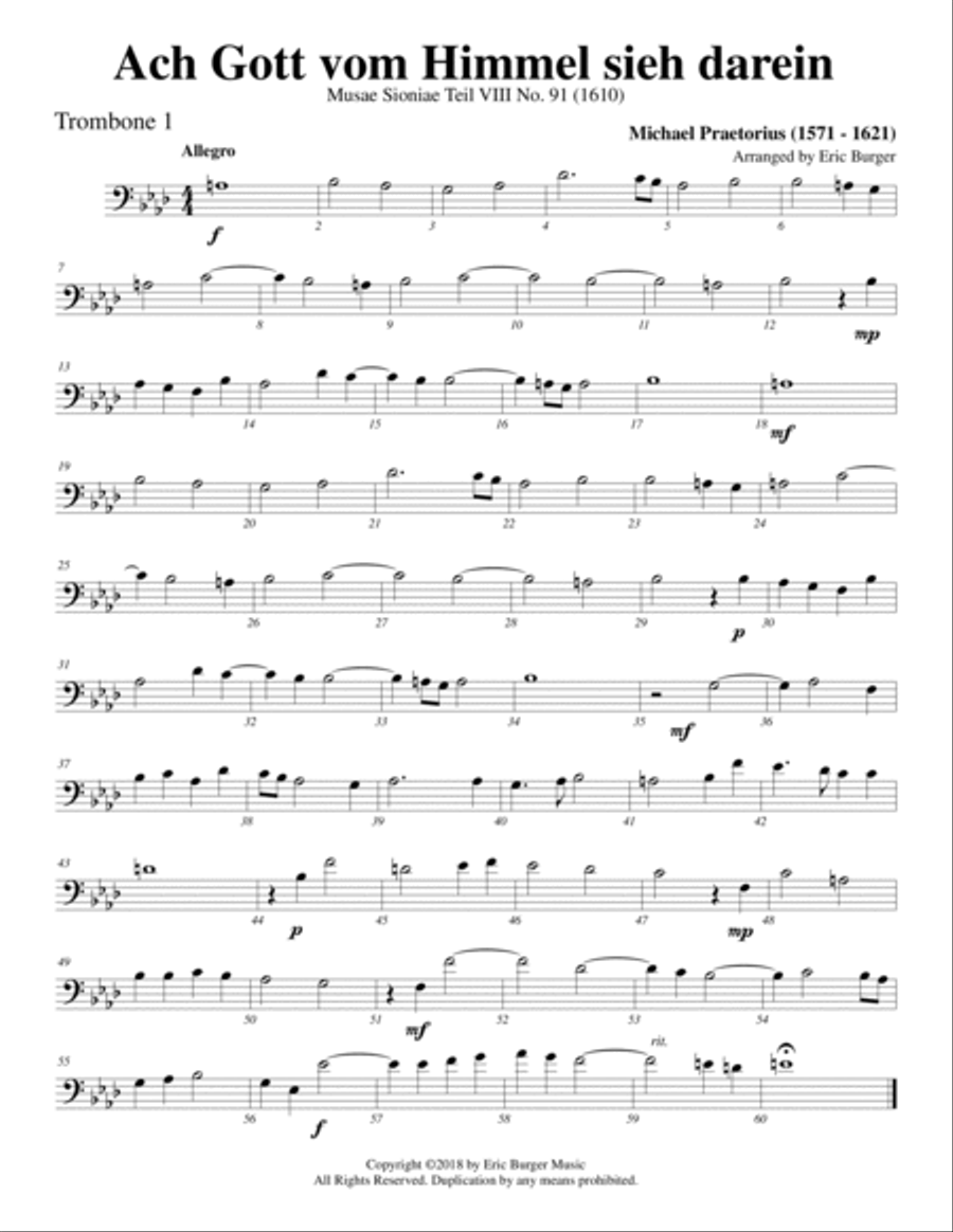 Ach Gott vom Himmel sieh darein for Trombone or Low Brass Trio Trombone Trio scores gallery preview page 3