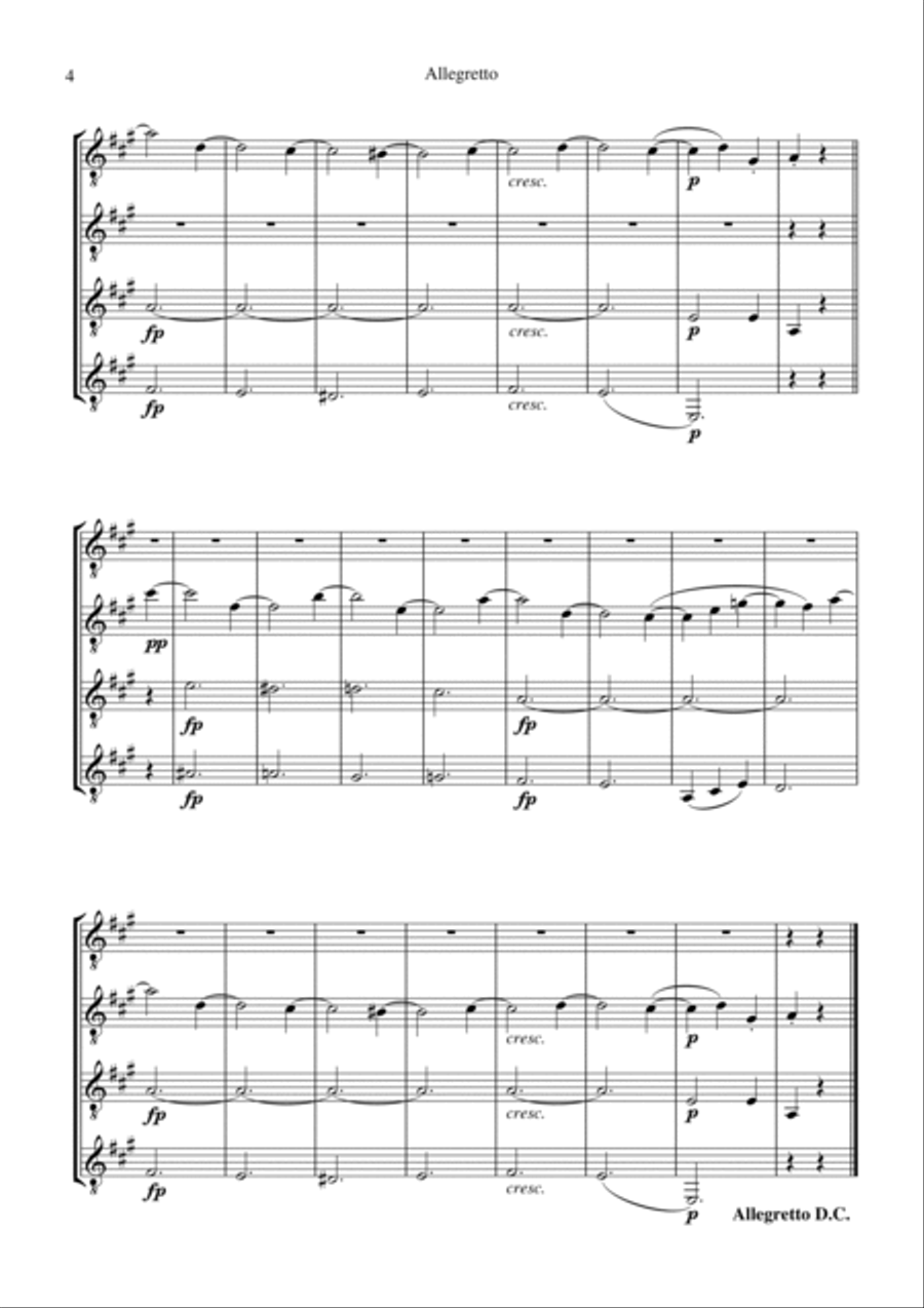 Allegretto (Moonlight Sonata) for guitar quartet Guitar Ensemble scores gallery preview page 4