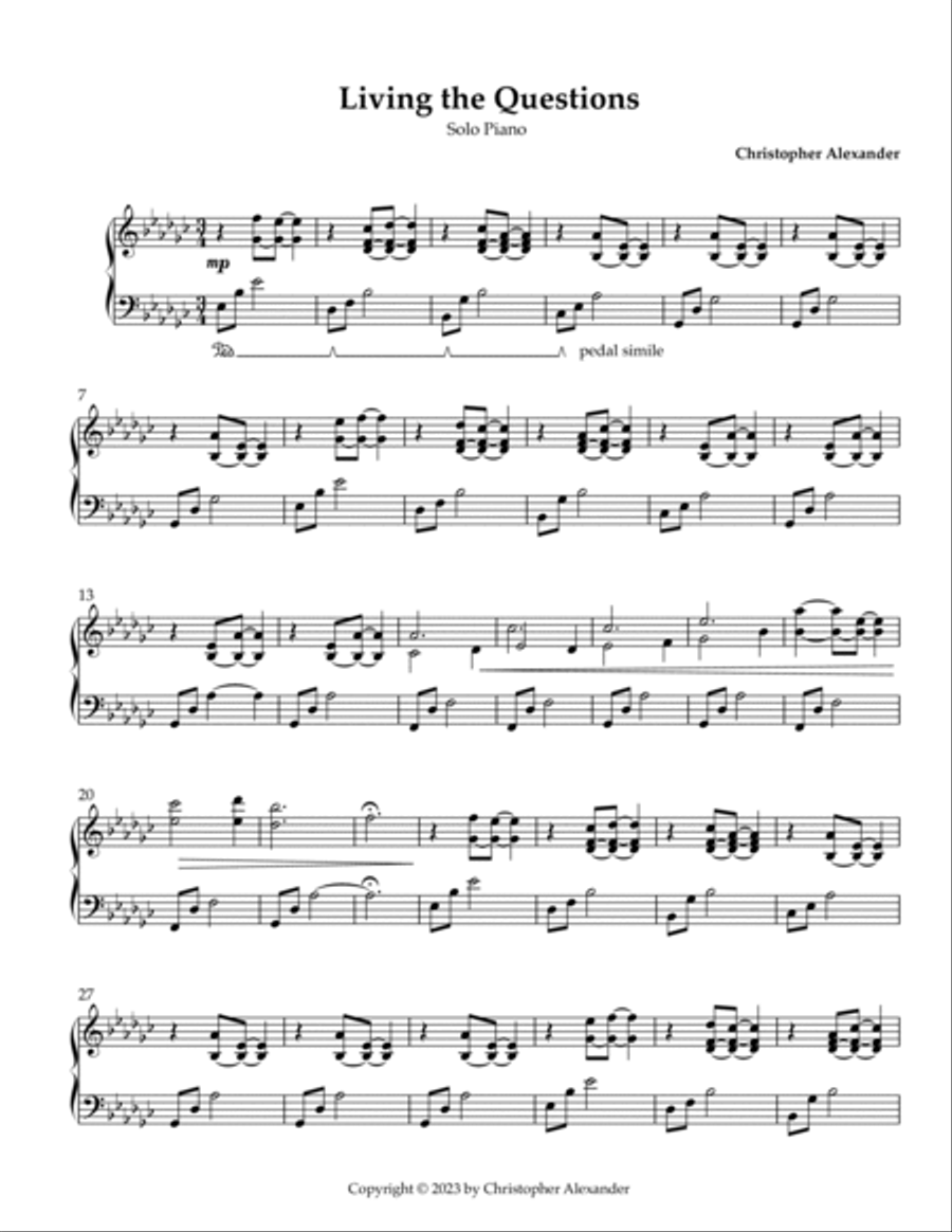 Living the Questions Living the Questions Piano Solo scores gallery preview page 2