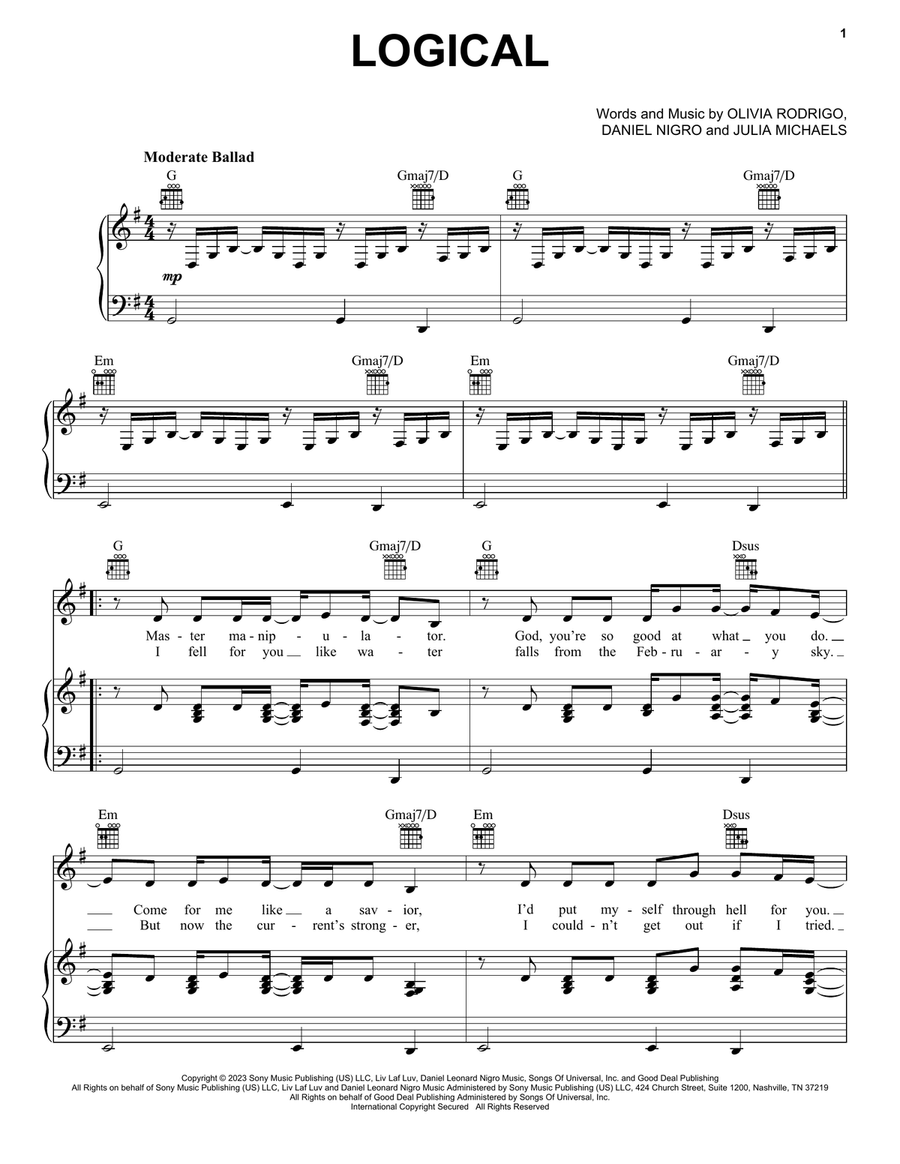 logical Piano, Vocal, Guitar scores gallery preview page 1